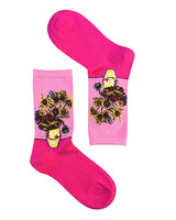 Van Gogh Sunflower Painting Pink Coloured Socks