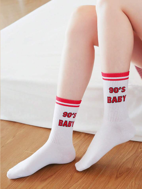 A model wearing 90s baby socks