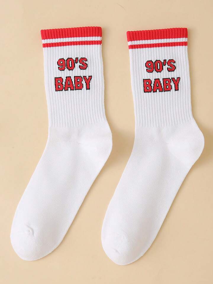 A pair of 90s baby socks shown