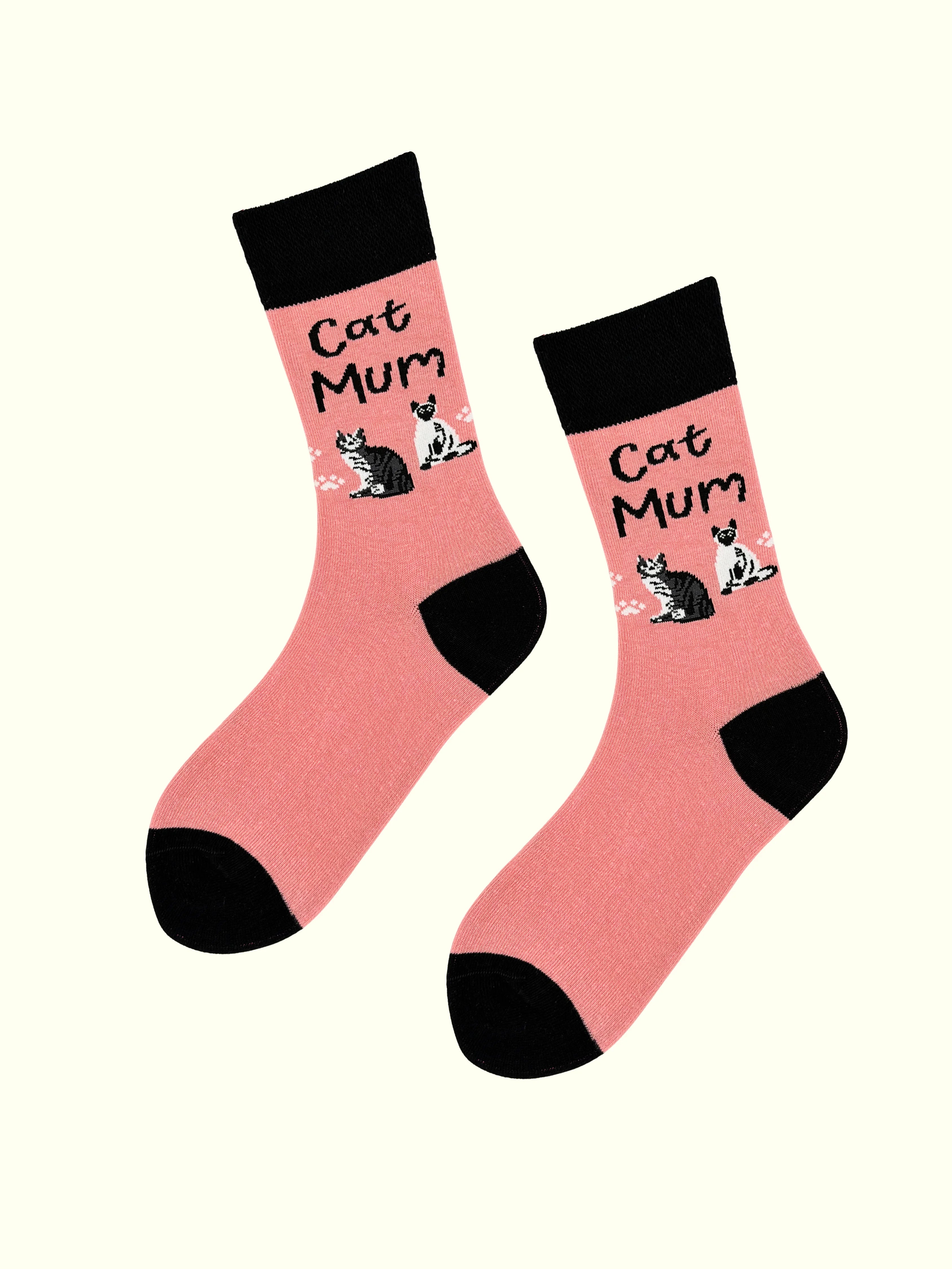 A pair of cat mum socks