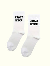 A pair of crazy bitch socks