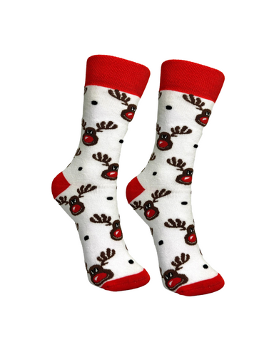 Deer White Christmas Socks