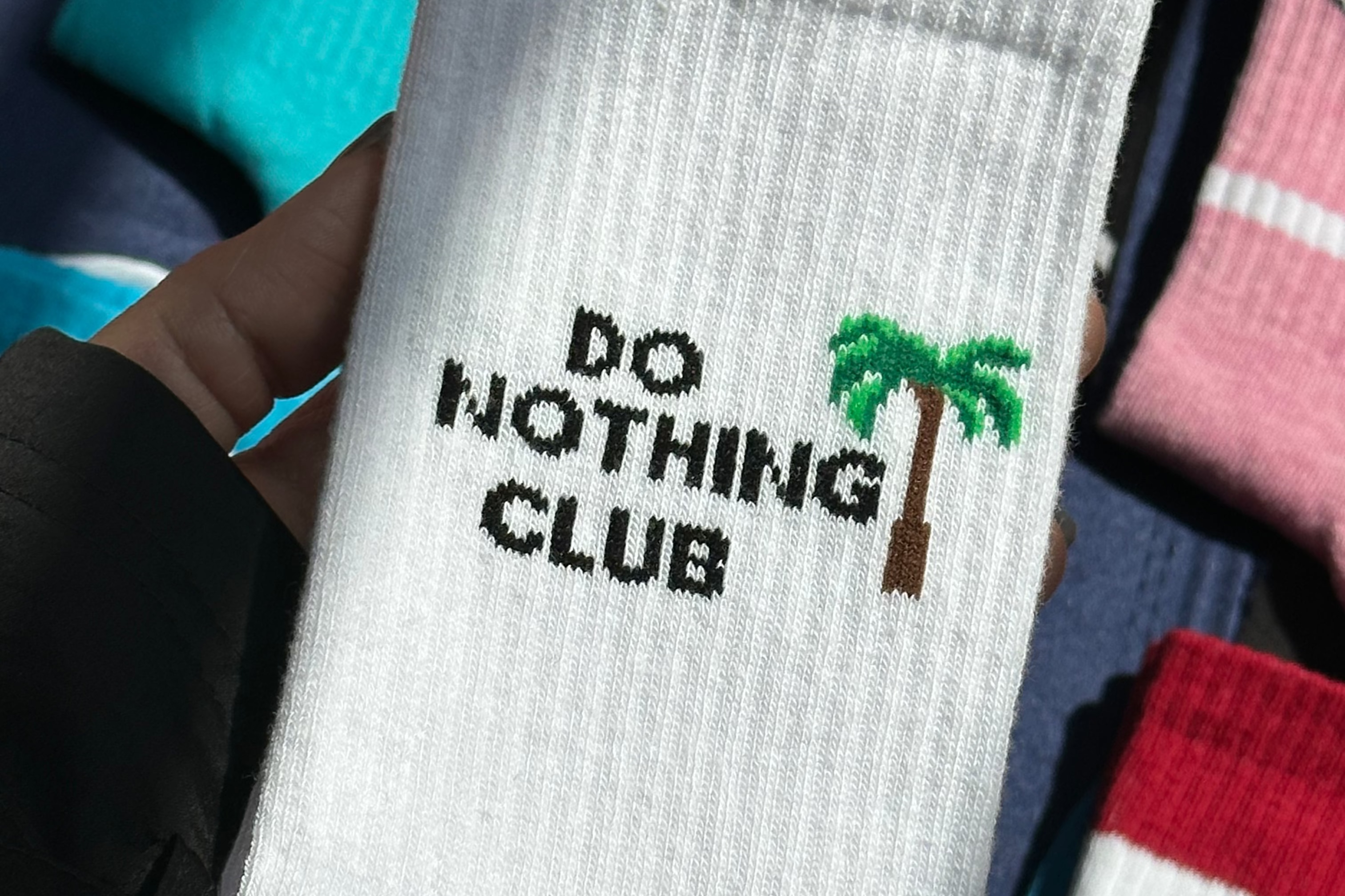 A pair of do nothing club socks