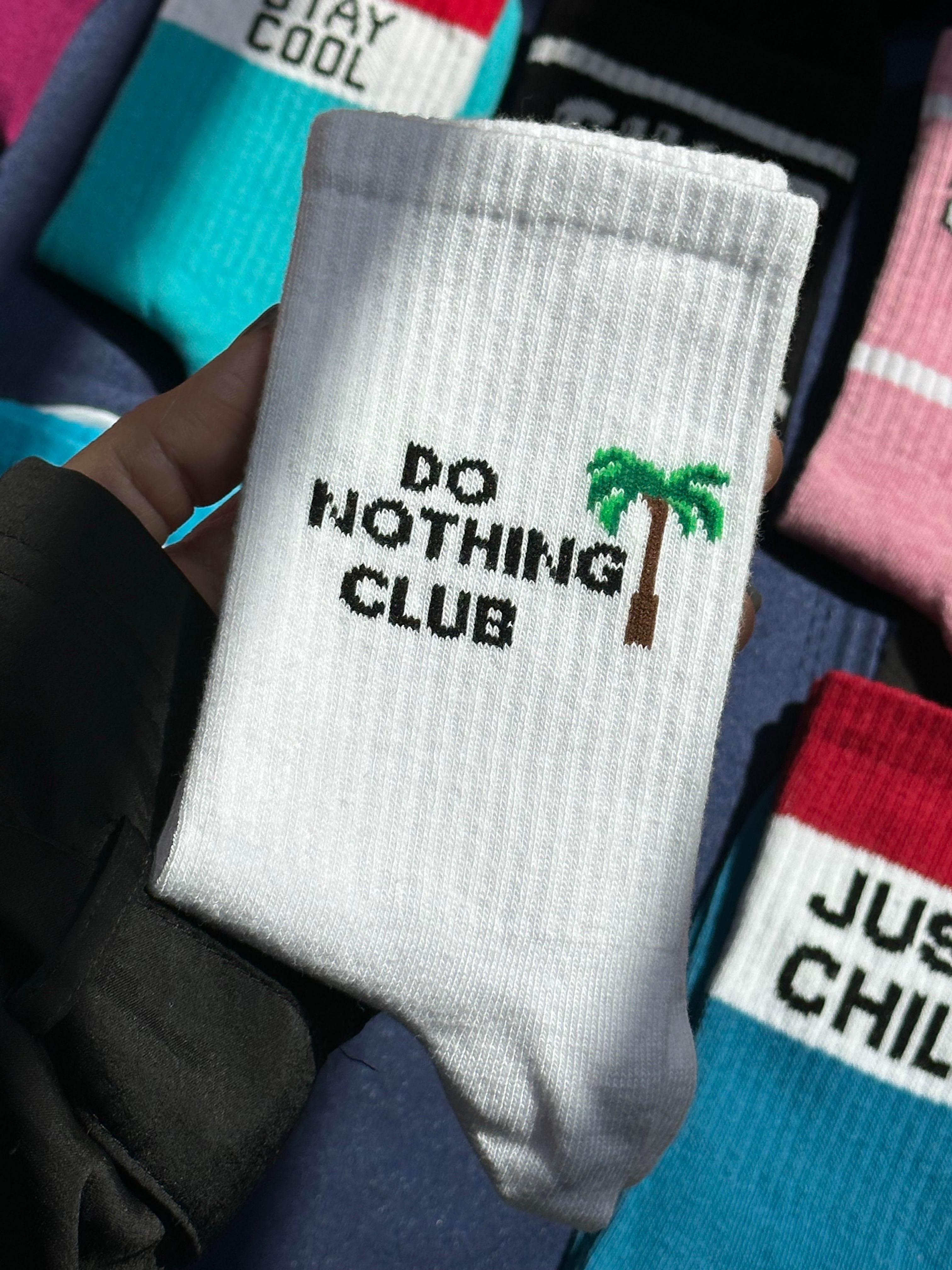 A pair of do nothing club socks