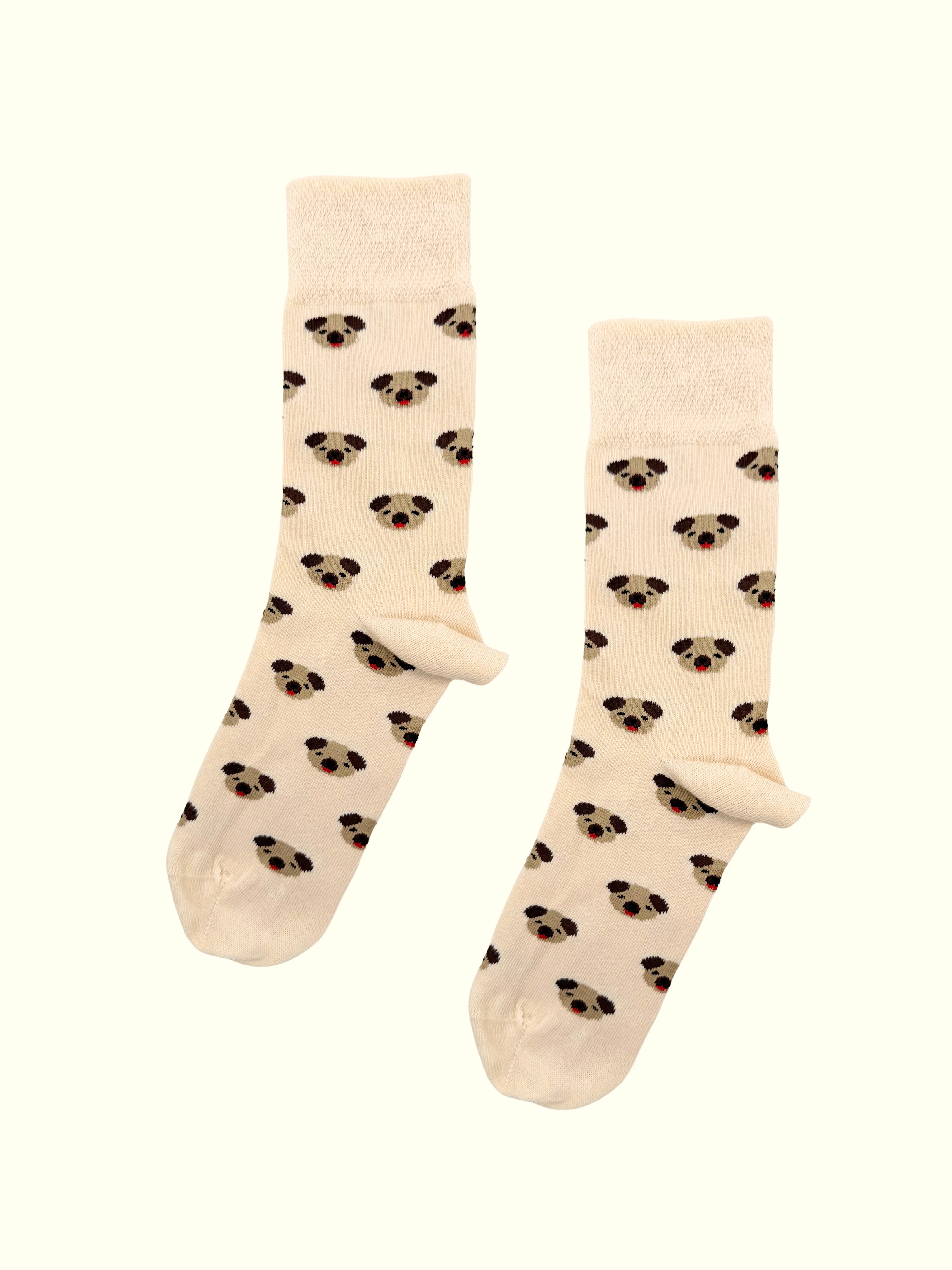 A pair of pug face socks
