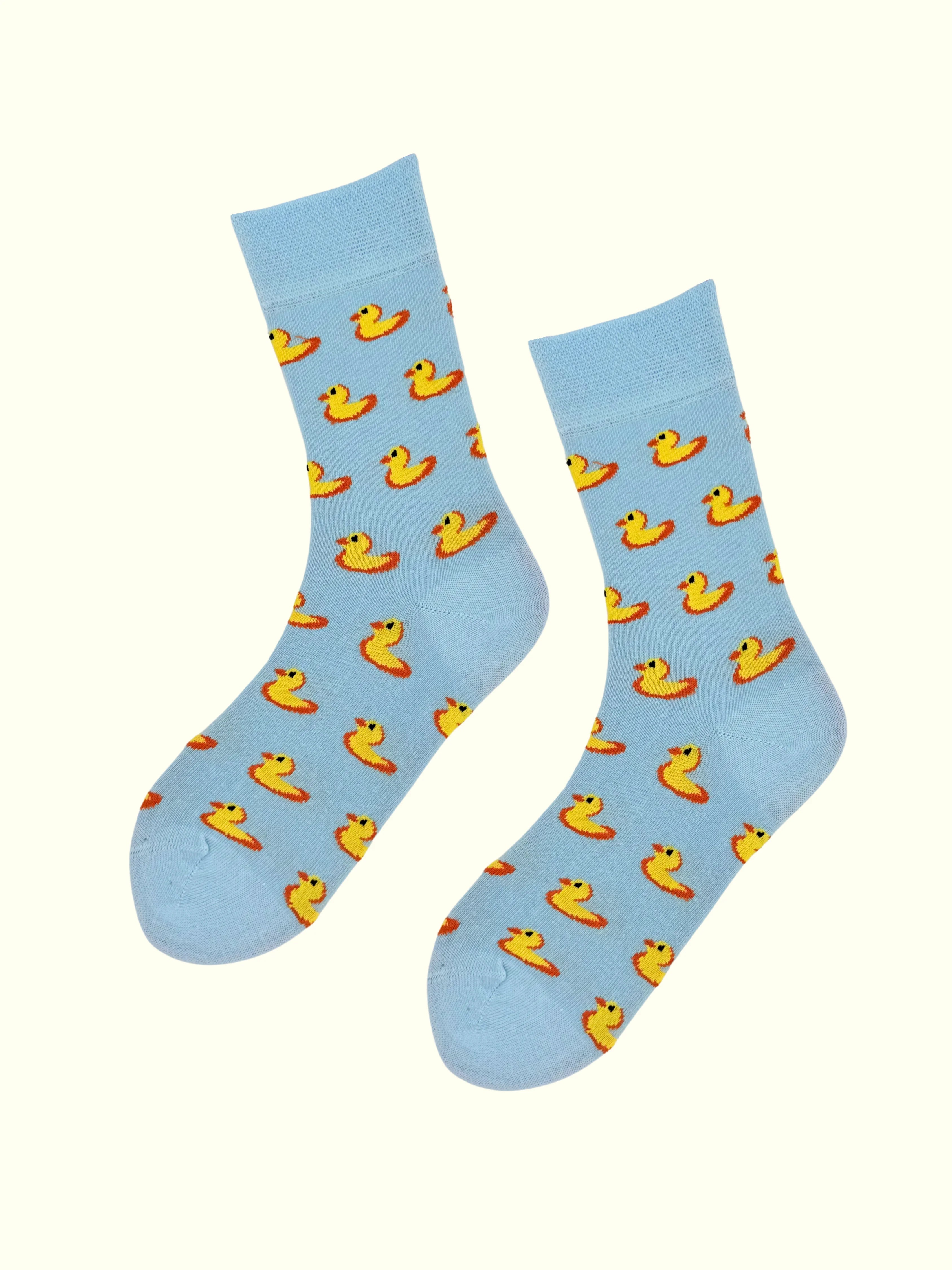 A pair of blue duck socks