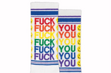 A pair of f you smiley socks