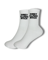 A pair of first class bitch socks