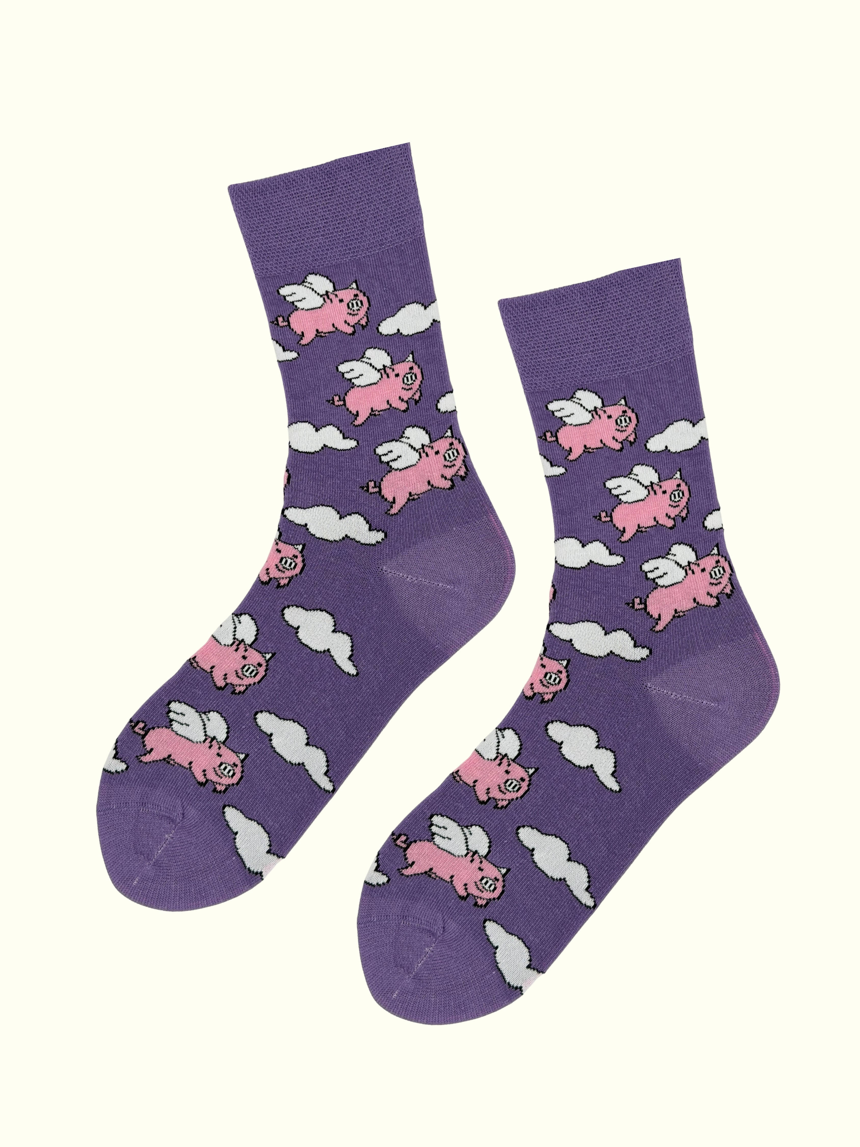 A pair of flying pigs socks
