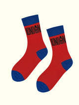 A pair of red london socks