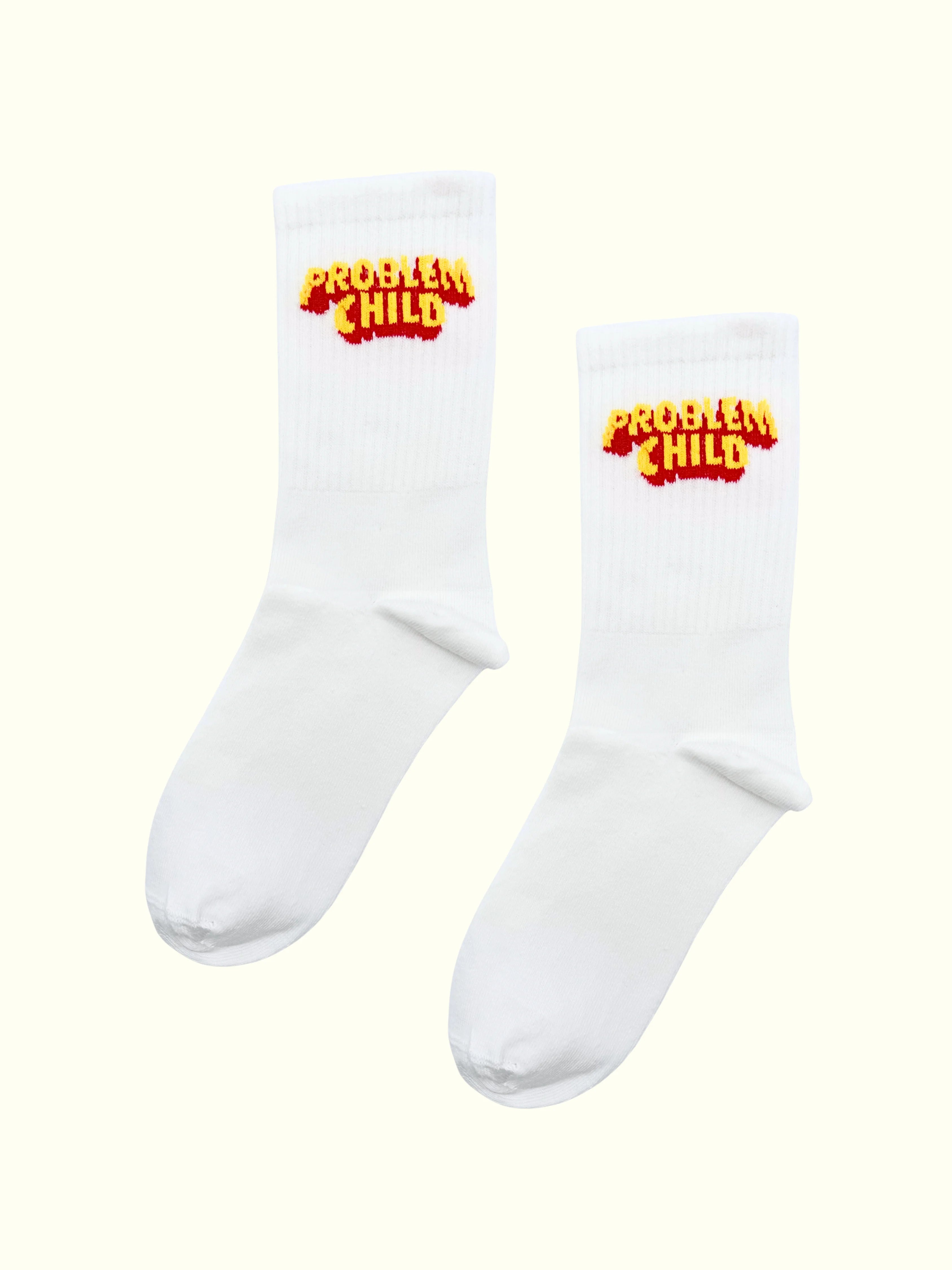 A pair of problem child socks