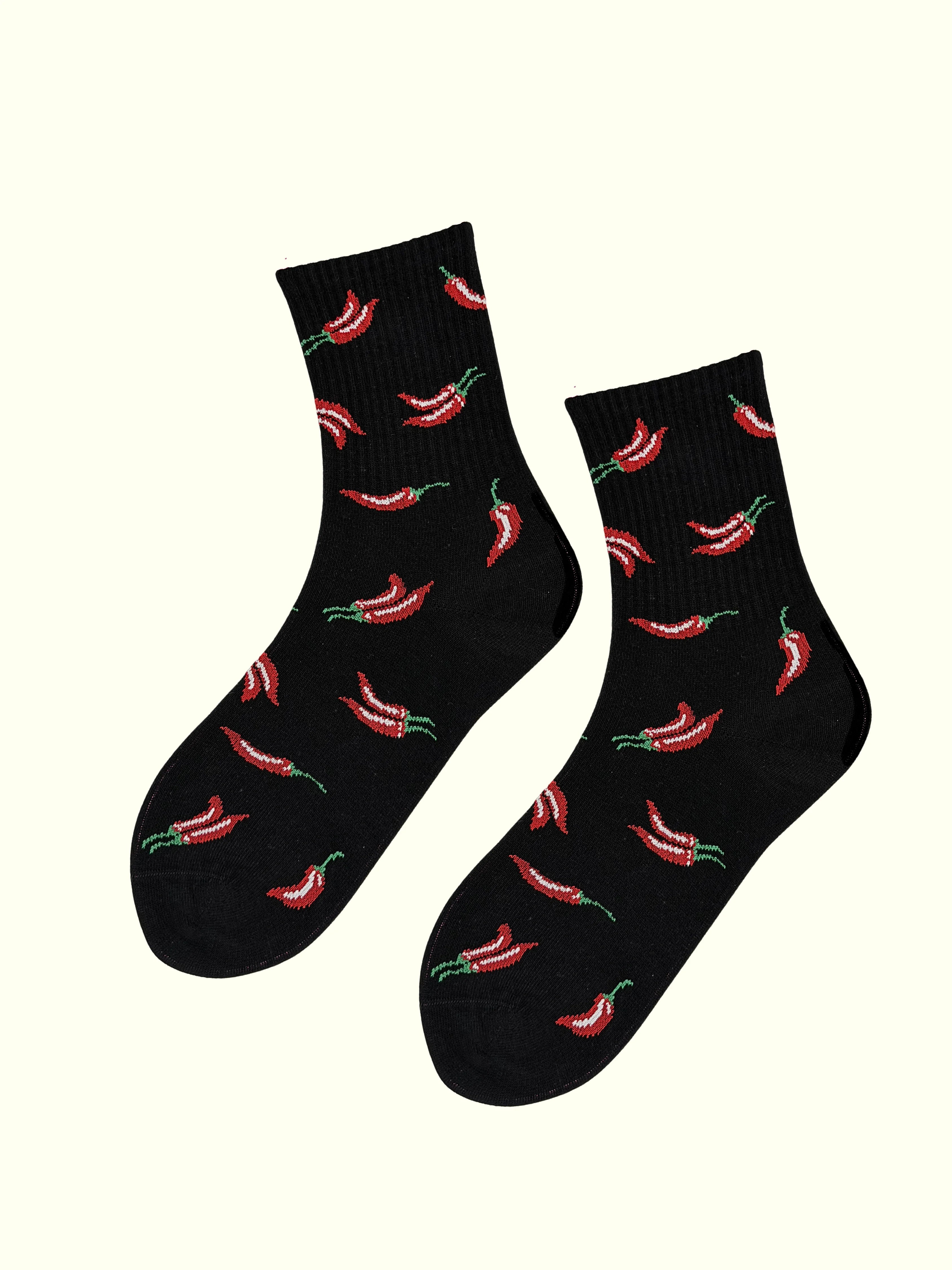 A pair of chilli pepper socks