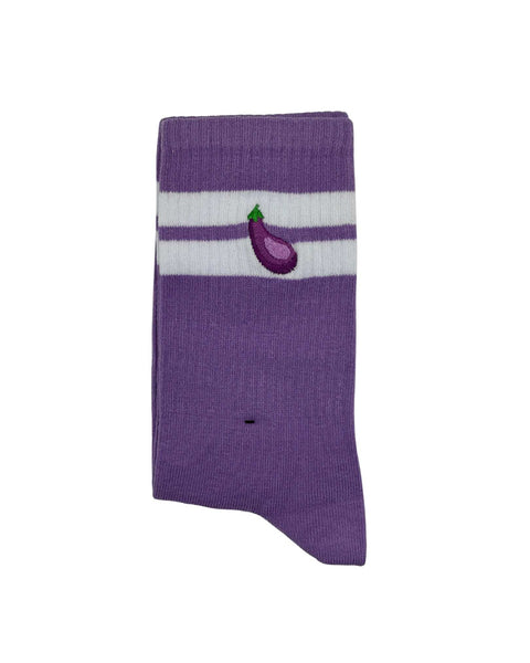 Avocado Cherry and Aubergine Socks