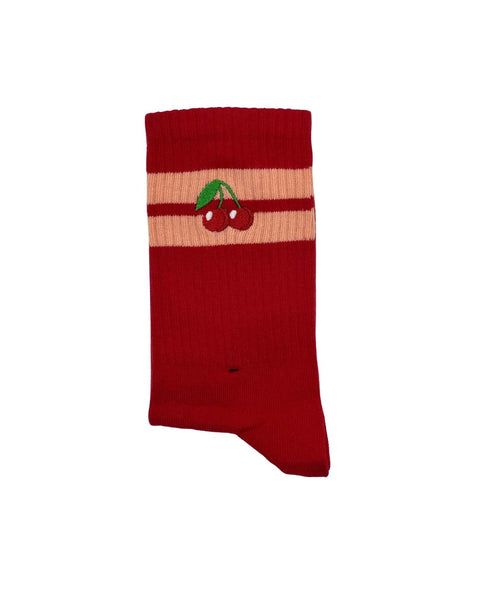 Avocado Cherry and Aubergine Socks