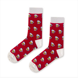 Beer Patterned Red Coloured Socks