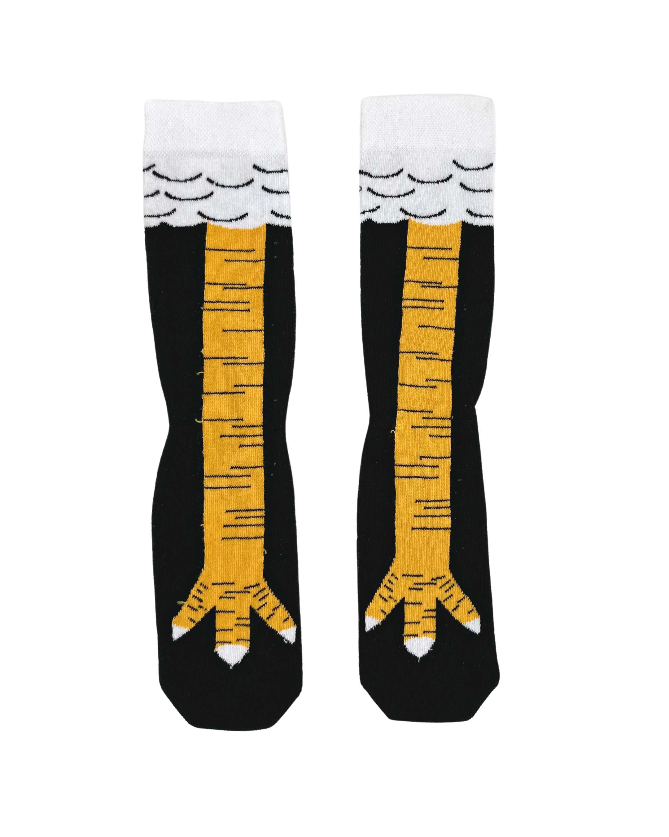 Front view of chicken leg socks