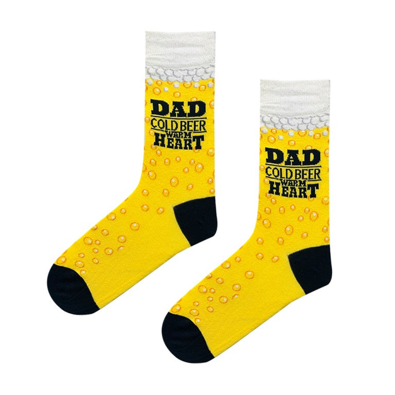 Dad Cold Beer With Warm Heart Written Socks