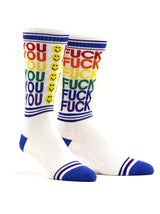 A pair of f you smiley socks