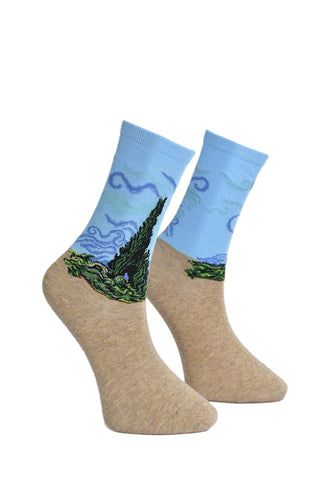 Wheat Field With Cypresses Sock